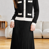 Exquisite Commuter Color-Block Fake Two-Piece Long Sleeve Dress