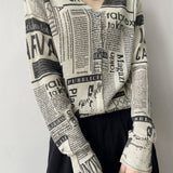 Vintage Shimmer Jacquard Letter V-Neck Cardigan