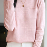 Casual Knit Top With Beads, Rhinestones, Horizontal Arrow Shadow Jacquard