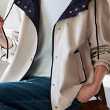 Casual Color-Block Hooded Long Sleeve Cropped Trench Coat