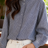 Elegant Vintage Ruffled Stand Collar Pleated Blouse
