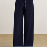 Casual Striped Spliced Elastic Drawstring Trousers