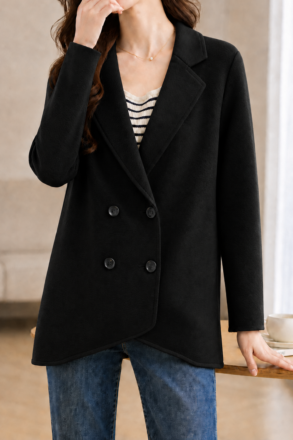 Elegant Minimal Lapel Knit Coat