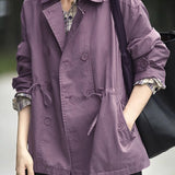 Casual Commuter Lapel Double-Breasted Long-Sleeve Trench Coat
