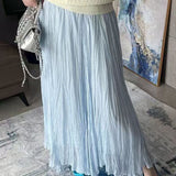 Elegant Draped Pleated Irregular Midi Skirt