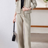 Casual Two‑Piece Set: Hooded Zip‑Up Long‑Sleeve Top & Drawstring Pants