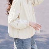 Casual Commuter Stand‑Collar Long‑Sleeve Zip‑Up Jacket With Drawstrings