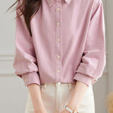 Exquisite Commuter Small Lapel Long‑Sleeve Embroidered Blouse