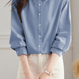 Exquisite Commuter Small Lapel Long‑Sleeve Embroidered Blouse