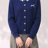 Exquisite Commuter Crew‑Neck Long‑Sleeve Knit Cardigan With Bow Decoration