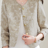 Exquisite Commuter Crew‑Neck Long‑Sleeve Coat With Subtle Jacquard
