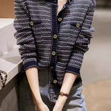 Exquisite Commuter Crew Neck Long‑Sleeve Knit Cardigan Coat