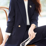 Elegant Commuter Notch Lapel Waist‑Defined Single‑Button Blazer