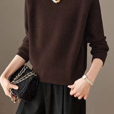 Elegant Pearl Lapel Raglan Sleeve Knit Sweater