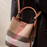 Casual Vintage Plaid Spliced Bucket Bag
