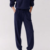 Casual Half‑Zip Vertical Texture Long‑Sleeve Top And Jogger Pants Set