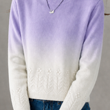 Elegant Commuter Gradient Crew Neck Jacquard Long‑Sleeve Knit Sweater