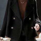 Casual Lapel Double‑Breasted Coat