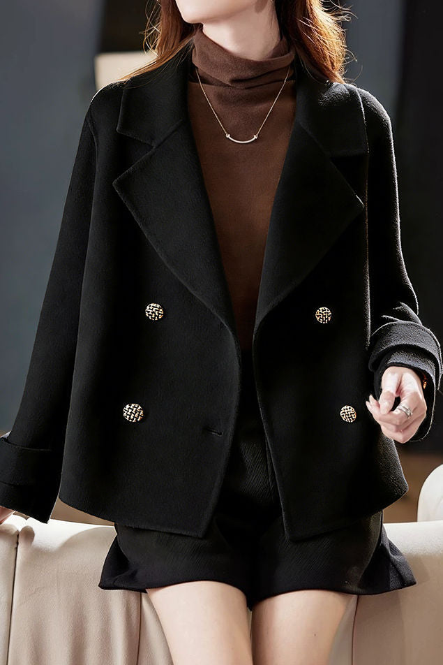 Casual Lapel Double‑Breasted Coat