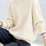 Casual Fake Two‑Piece Ripped Waffle Knit Sweater