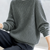 Casual Fake Two‑Piece Ripped Waffle Knit Sweater