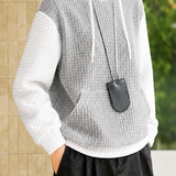 Casual Color‑Block Spliced Hooded Waffle Sweatshirt