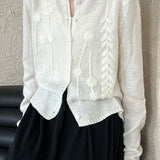 Exquisite Graceful Crochet Embroidered Long‑Sleeve Knit Cardigan