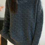 Elegant Geometric Plaid Mock Neck Knit Sweater