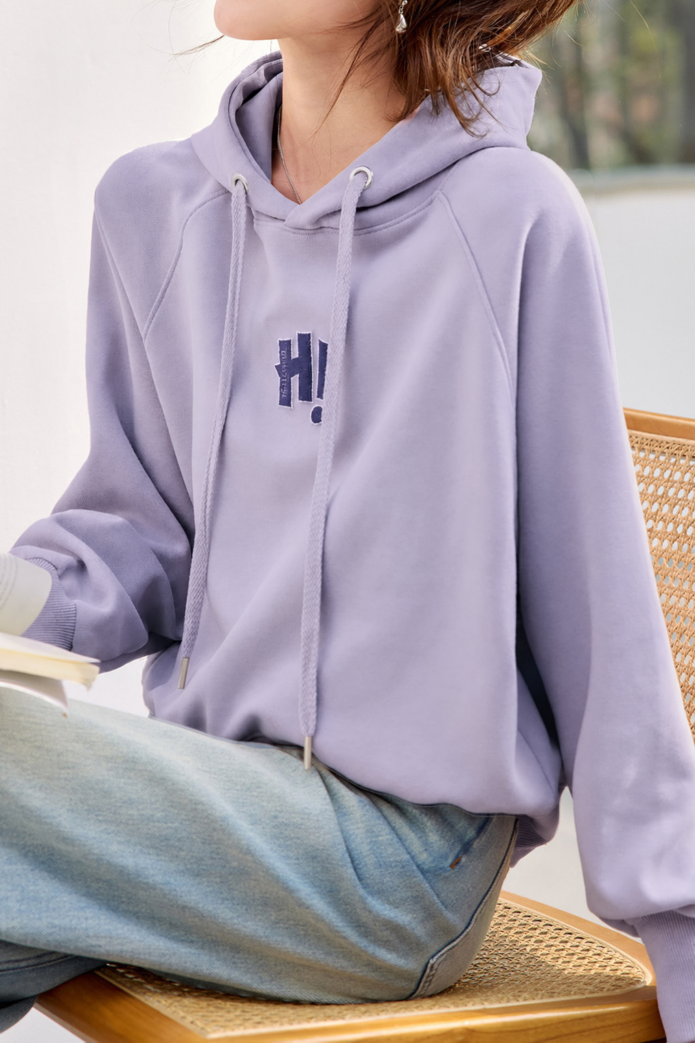 Casual Letter‑Print Hooded Raglan Sleeve Sweatshirt