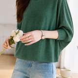 Casual Loose Bat‑Sleeve Crew Neck Knit Top
