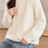 Elegant Solid Pearl Button Cardigan