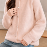 Elegant Solid Pearl Button Cardigan