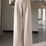 Casual Commuter High‑Waisted Wool Blend Wide‑Leg Trousers