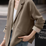 Elegant Solid‑Color One‑Button Loose Blazer