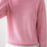 Casual Vintage Circular Woven Texture Knit Top