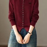 Casual Bow Cardigan With Wavy Ruffle Placket