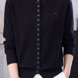 Casual Bow Cardigan With Wavy Ruffle Placket