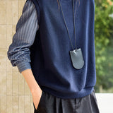 Casual Crew Neck Fake‑Two‑Piece Spliced Long‑Sleeve Sweatshirt