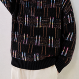 Casual Vacation Color‑Block Dot Jacquard Knit Top