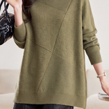 Casual Asymmetric Diagonal Seam Mid‑Length Sweater