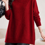 Casual Asymmetric Diagonal Seam Mid‑Length Sweater