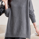 Casual Asymmetric Diagonal Seam Mid‑Length Sweater