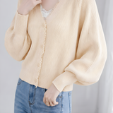 Casual V‑Neck Fringe Batwing Sleeve Knit Cardigan