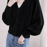 Casual V‑Neck Fringe Batwing Sleeve Knit Cardigan