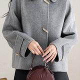 Casual Vintage Horn Button Strap Jacket