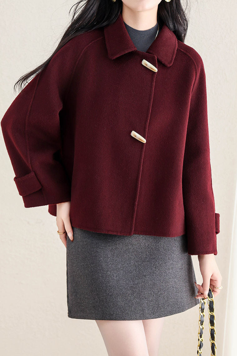 Casual Vintage Horn Button Strap Jacket