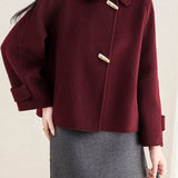 Casual Vintage Horn Button Strap Jacket