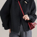 Casual Vintage Horn Button Strap Jacket