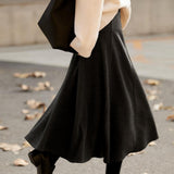 French Vintage High‑Waist Seamed A‑Line Skirt