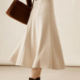 French Vintage High‑Waist Seamed A‑Line Skirt